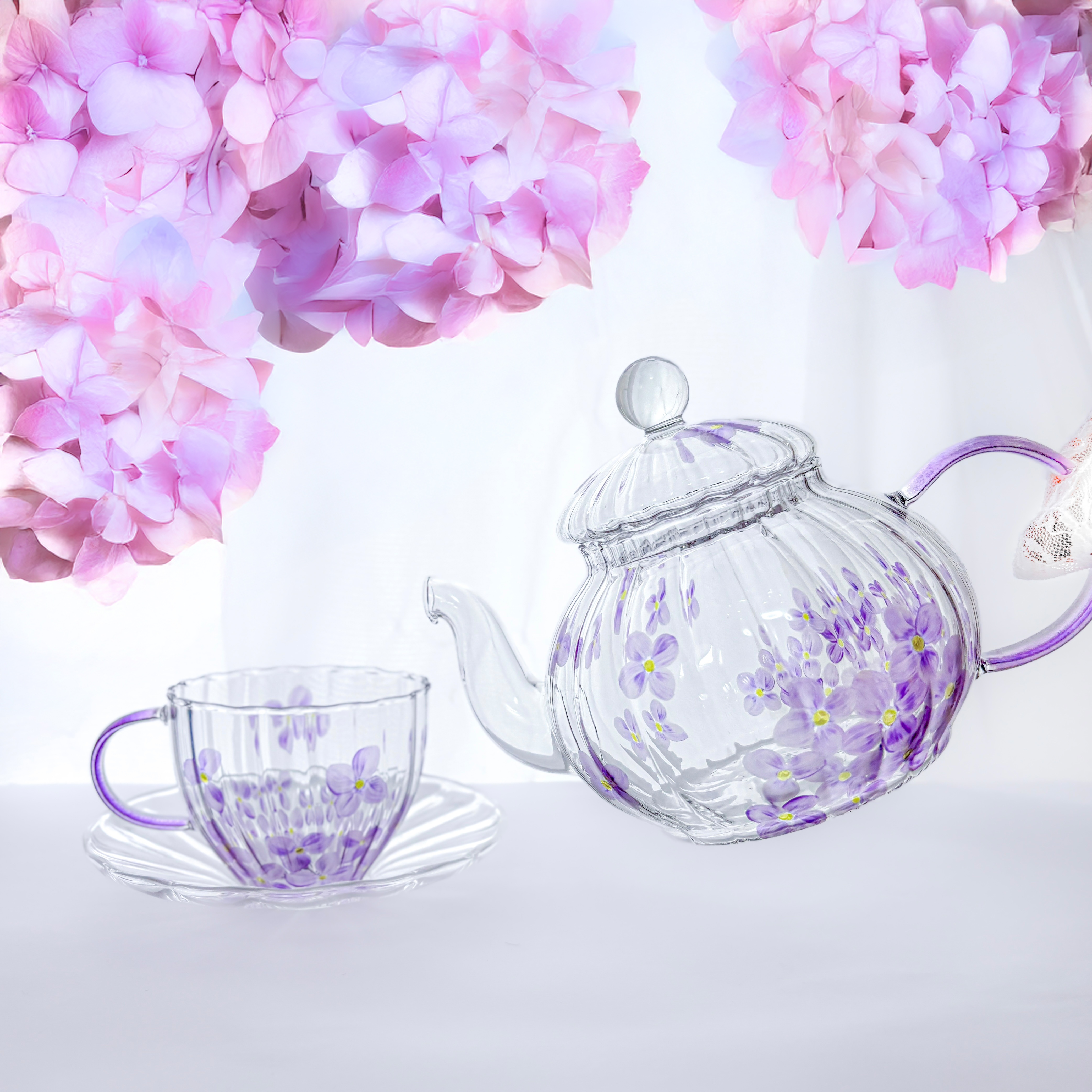 透き通る紫陽花のティーセット